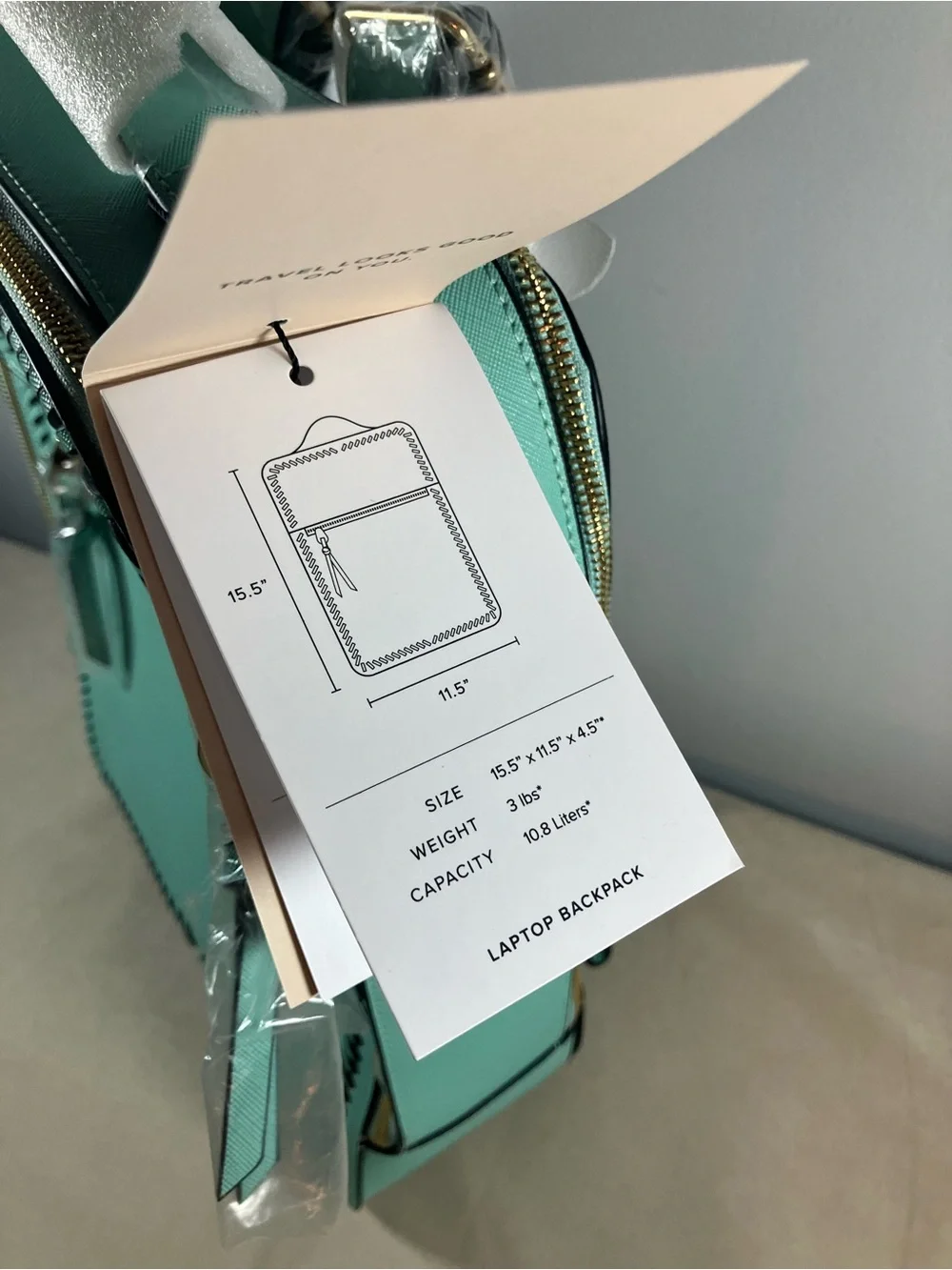 NEW! CALPAK KAYA 15” Laptop Student Travel Backpack in Aqua UNUSED WITH TAGS
